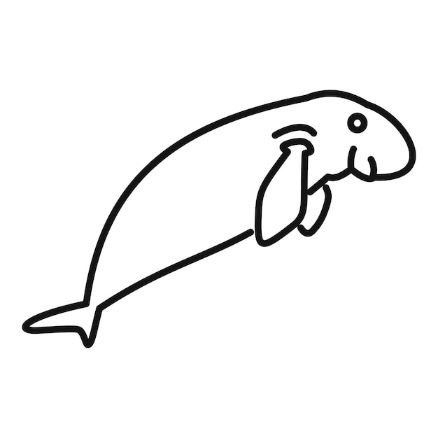 Arte de línea dugong nadando bajo el agua diseño minimalista