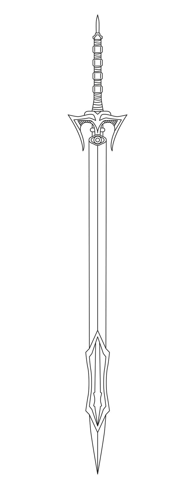 Vector arte de la línea de la espada antigua espada larga sable hoja tatuaje