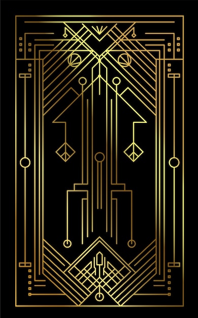 Vector arte de línea de estilo art déco geométrico dorado ilustración vectorial