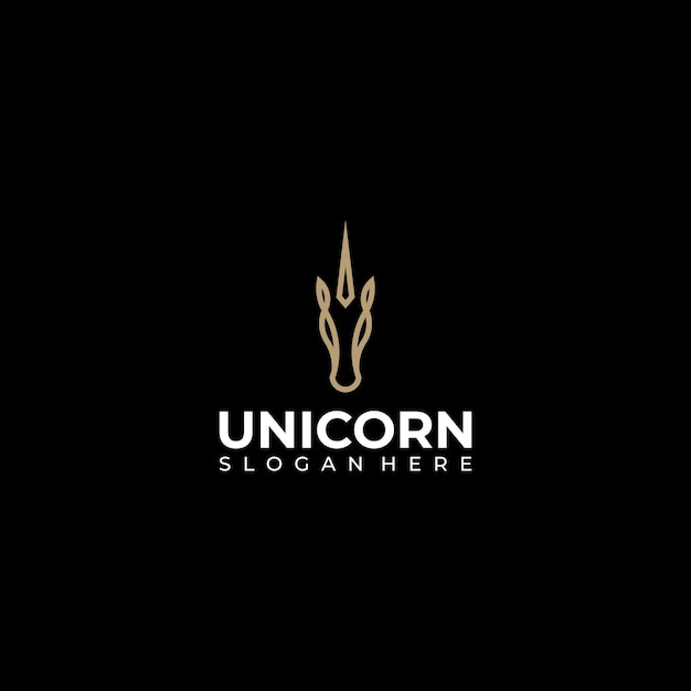 Arte de línea de estilo de logotipo de caballo unicornio