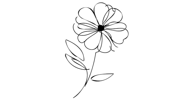 Arte de línea de flor de amapola Dibujo de contorno minimalista Obra de arte de una línea