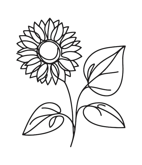 Arte de línea flor de girasol continuo un solo contorno