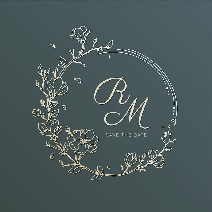 Vector arte de línea de flor de guirnalda para invitación de boda