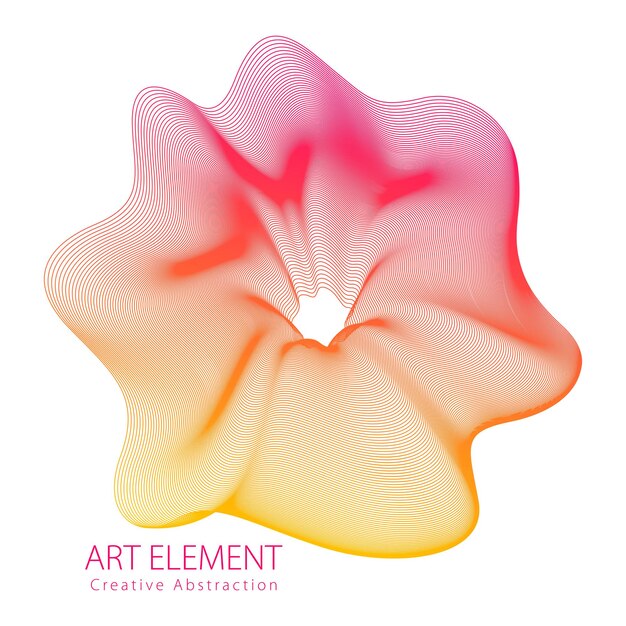 Arte de línea de flor de vector artístico abstracto, elemento de diseño lineal artístico aislado sobre fondo blanco.