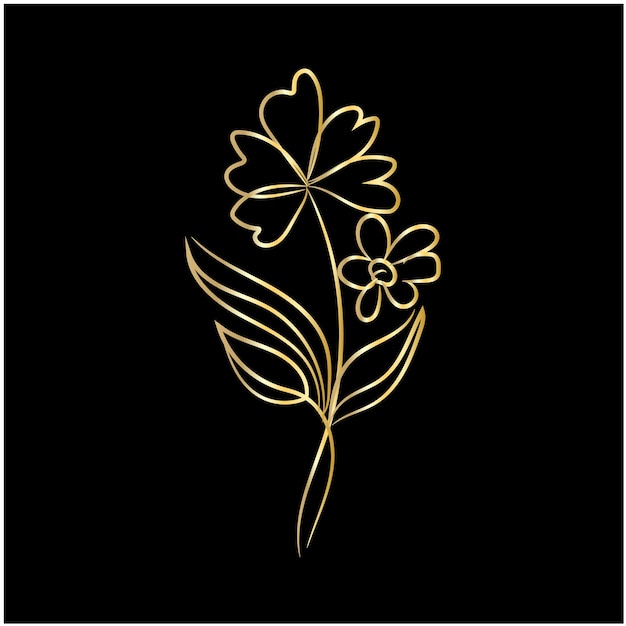 Arte de la línea floral dorada