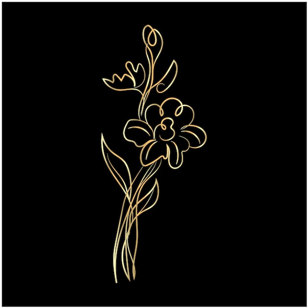 Arte de la línea floral dorada