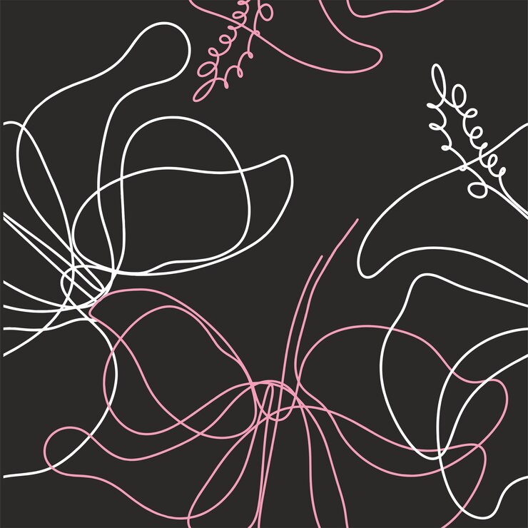 Vector arte de línea floral patrón sin costuras de flores