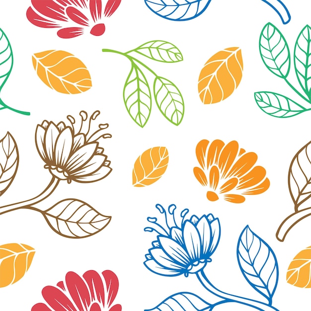 arte de línea floral patrón sin costuras