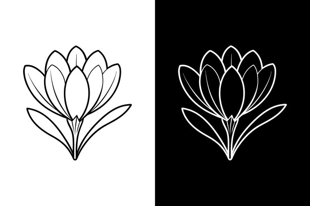 Arte de la línea de flores de crocus