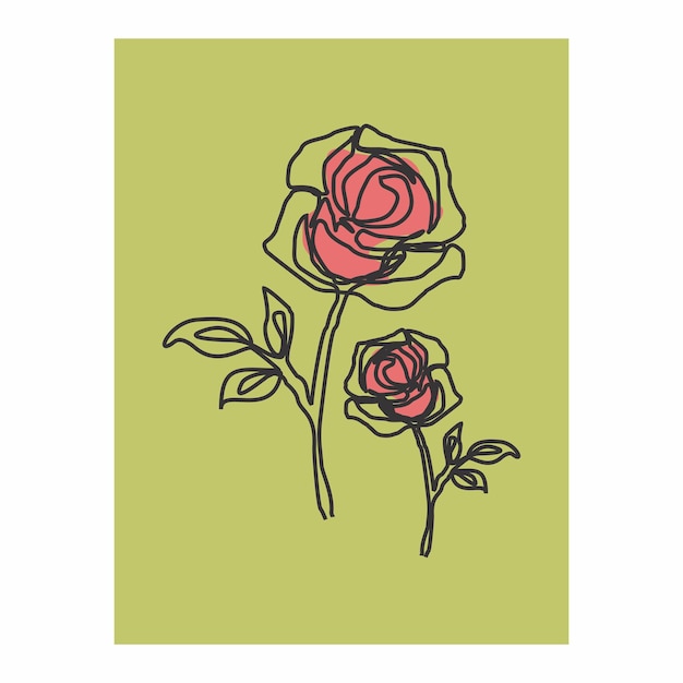 Vector arte de línea de flores ilustración vectorial abstracta dibujada a mano diseños de arte de plantas abstractas para imprimir en casa