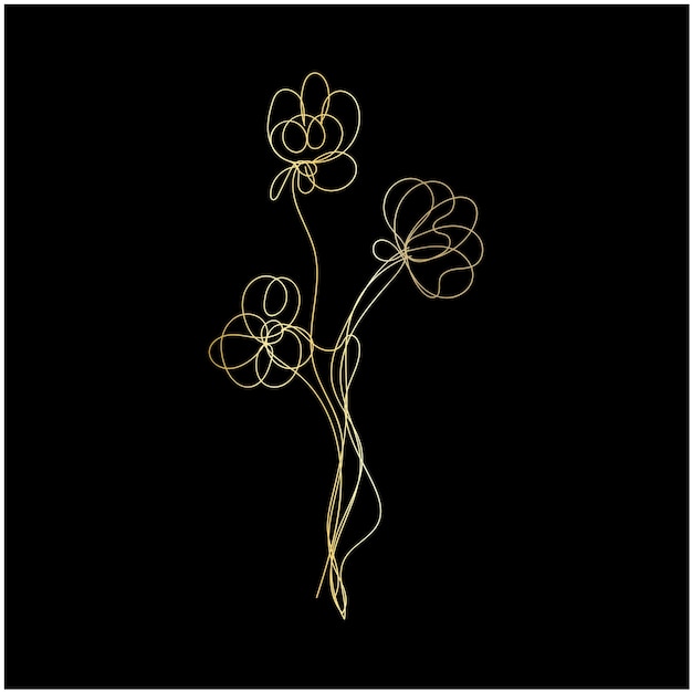Arte de línea de flores de rosa aisladas por vectores con clipart de hojas