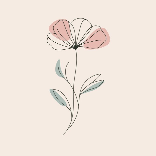 arte de línea de flores simple