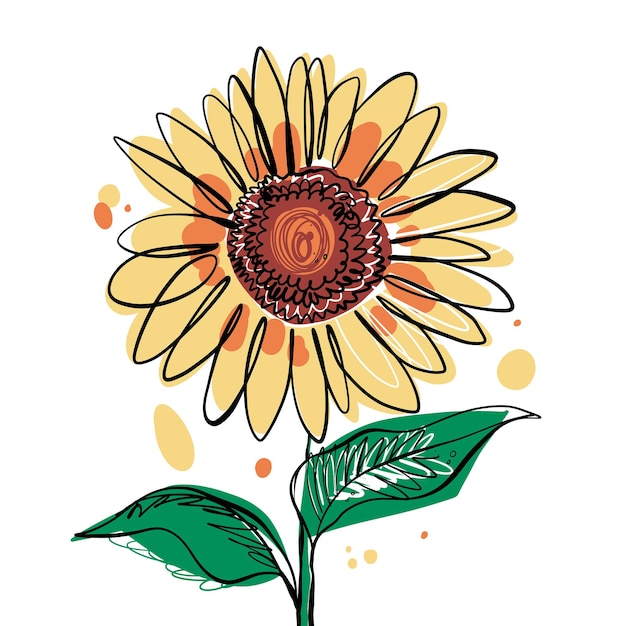 Vector arte de línea de girasol