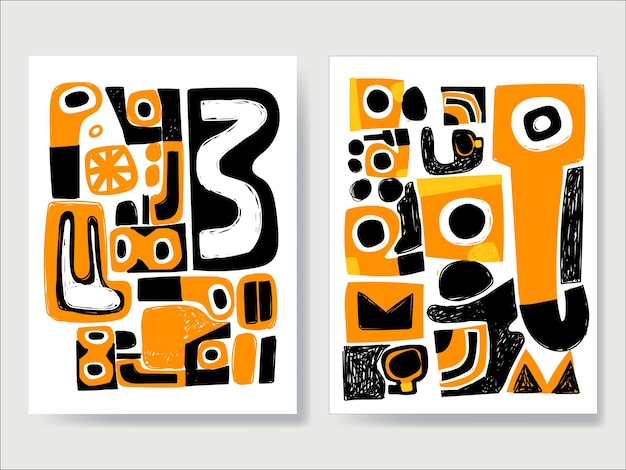 Arte de línea grunge abstracto composición geométrica vintage diseño gráfico para carteles pancartas arte de pared