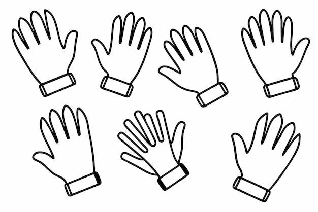 Arte de línea de guantes dibujo intrincado de guantes