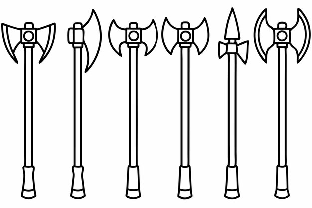Arte de la línea del hacha dibujo elegante de armas