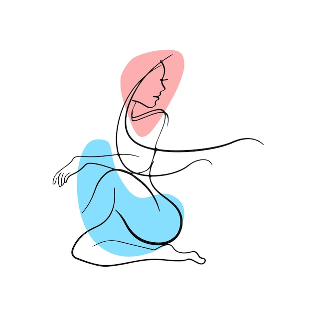 Arte de línea de hoja de cara de mujer hermosa en estilo minimalista elegante Retrato vectorial Ilustración