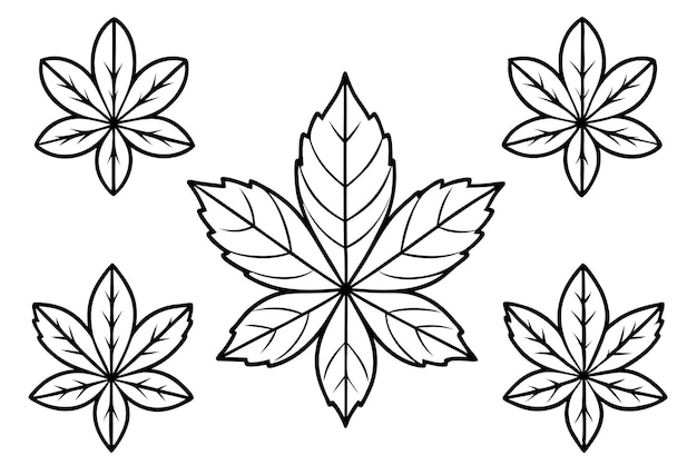 Arte de la línea de hojas de castaño que muestra la simplicidad de la naturaleza en hojas de castiño