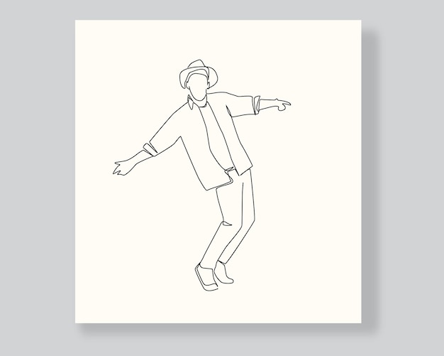 arte de línea de hombre feliz o ilustración continua de una línea