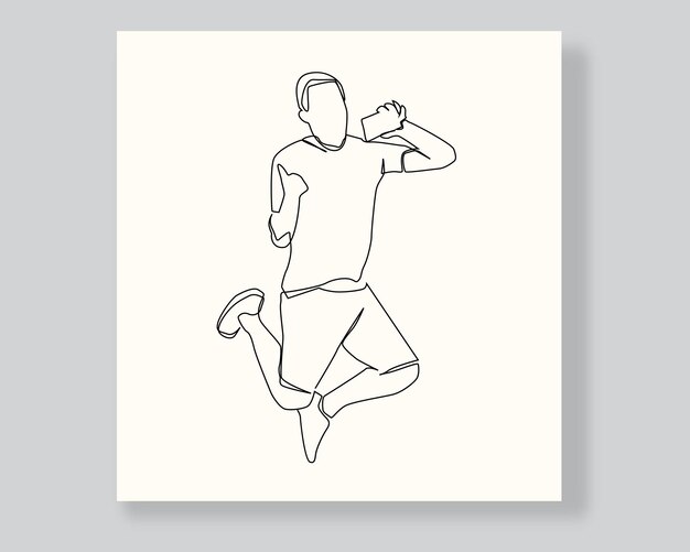 arte de línea de hombre feliz o ilustración continua de una línea