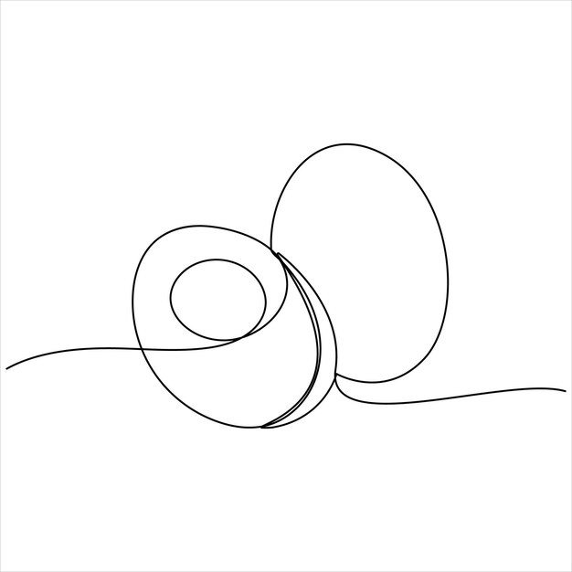 Arte de la línea del huevo Dibujo de línea continua de una ilustración vectorial de huevo entero