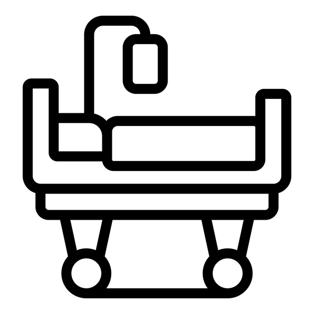 El arte de la línea del icono de la cama del hospital