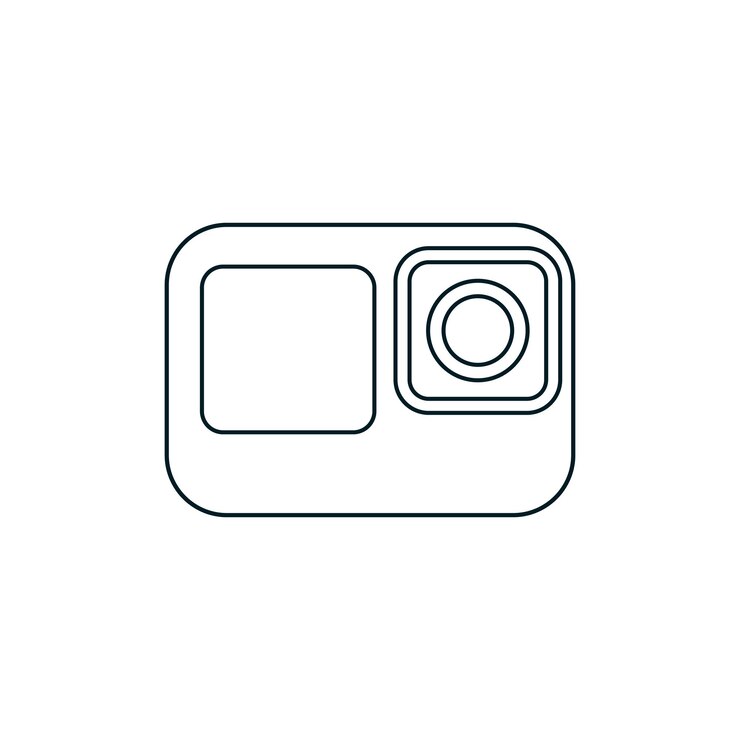 Vector arte de línea de icono de cámara simple estilo plano de color negro