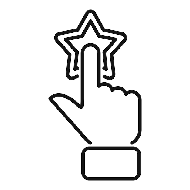 Arte de la línea del icono de la estrella tocado con la mano