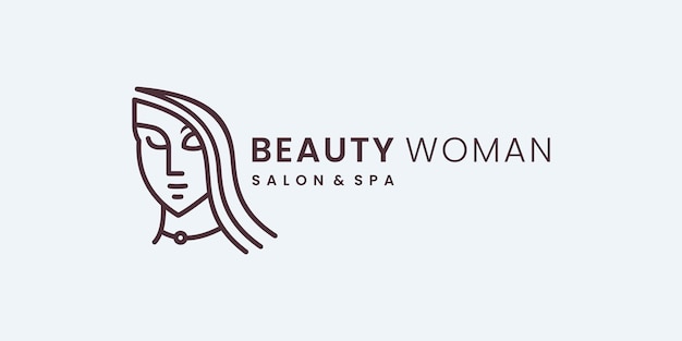 Arte de línea de icono de logotipo de salón femenino de belleza. El logotipo se puede utilizar para moda, salón, plantilla de diseño de logotipo de spa.