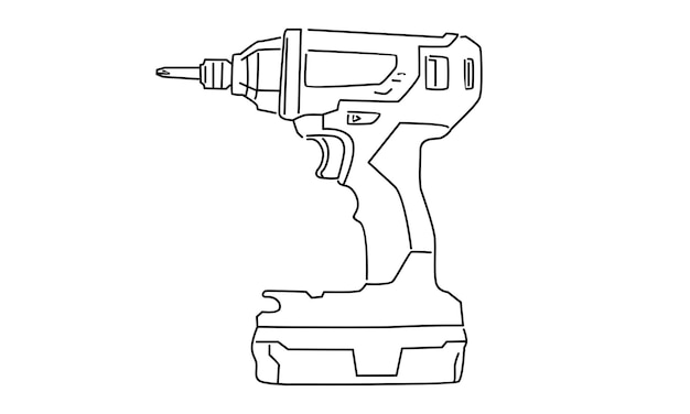 arte de línea de ilustración de vector de taladro eléctrico