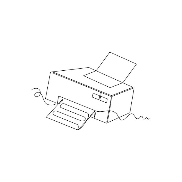 arte de una línea ilustración vectorial de la impresora arte de línea una línea continua simple dibujada a mano