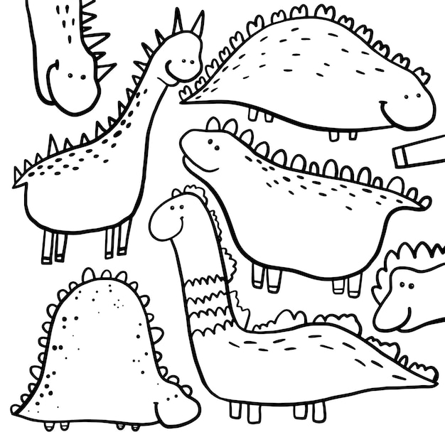 Arte de línea infantil de dino dinosaurio dino ilustración