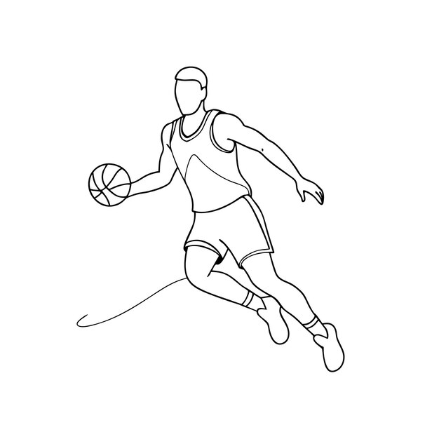 Arte de línea de un jugador de baloncesto profesional página de colorear