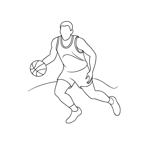 Arte de línea de un jugador de baloncesto profesional página de colorear