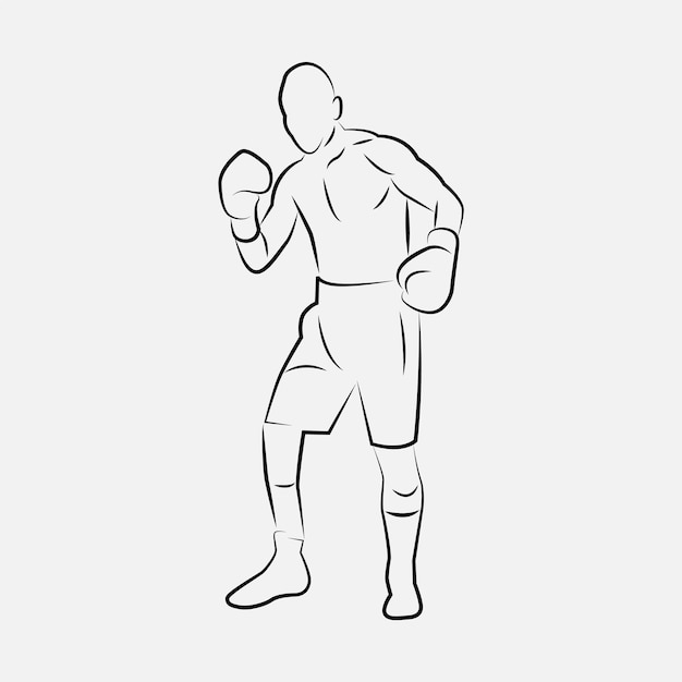 Arte de línea de jugador de boxeo