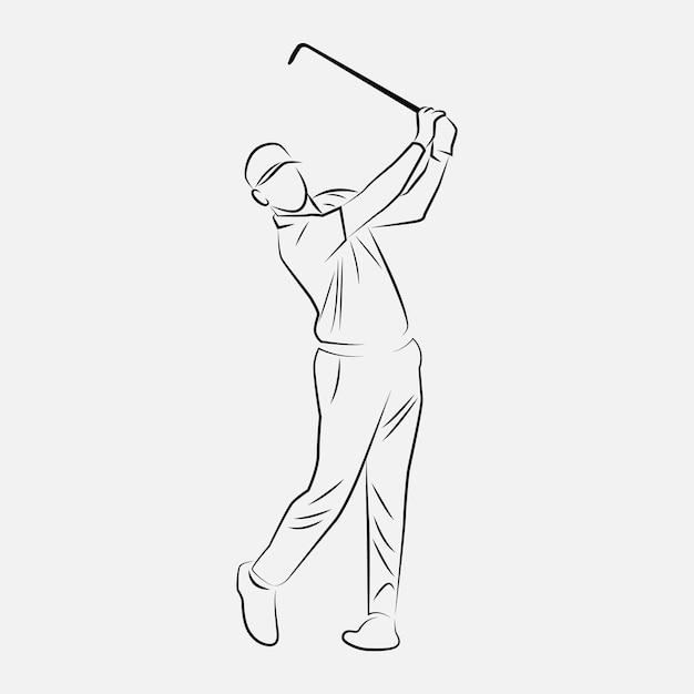 Arte de línea de jugador de golf