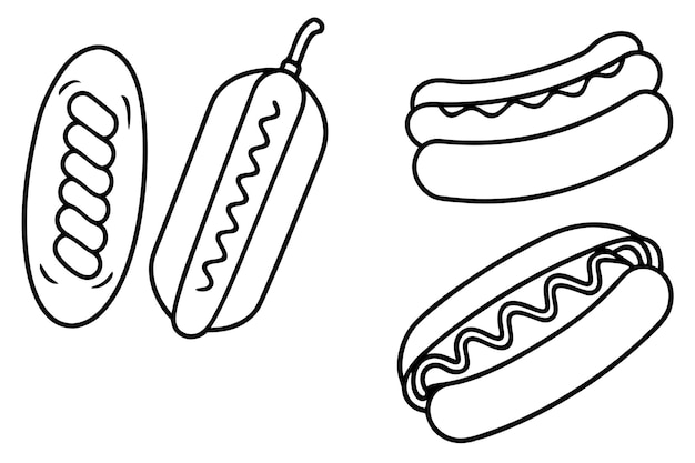 Arte de la línea de ketchup de perrito caliente Ilustraciones elegantes atemporales