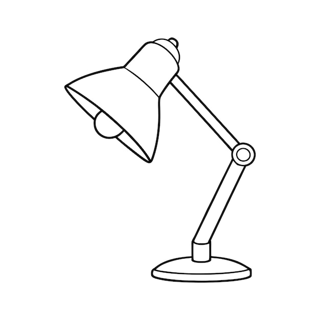 Arte de línea de una lámpara de escritorio en diseño minimalista