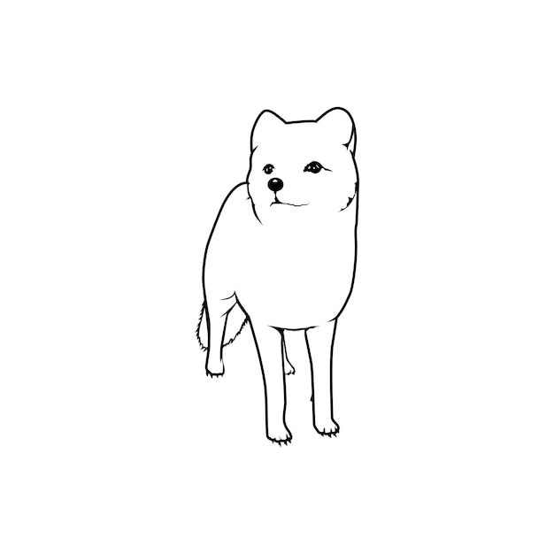 El arte de la línea del lindo perrito blanco