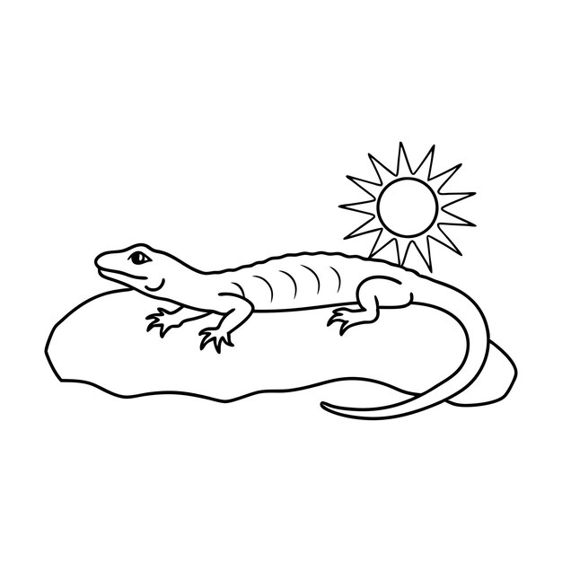Arte de la línea de Lizard Basking