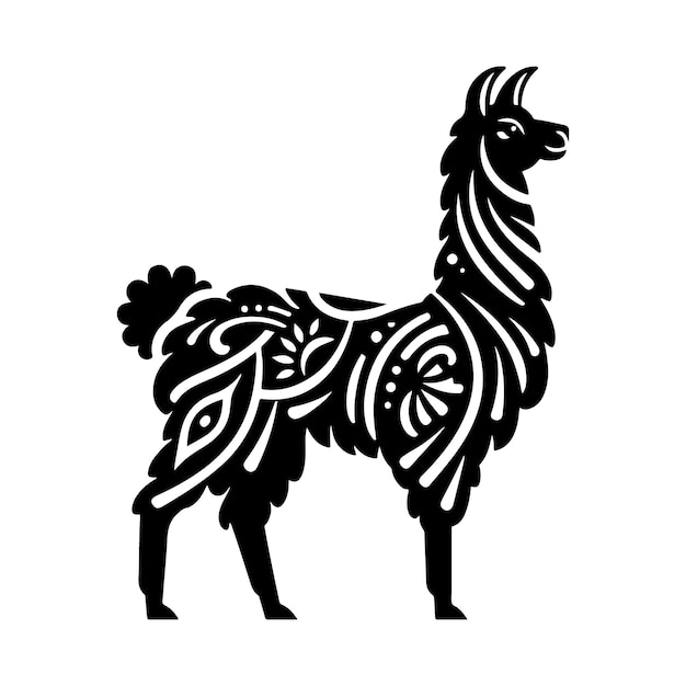 Arte de línea de llama Ilustración vectorial Negro