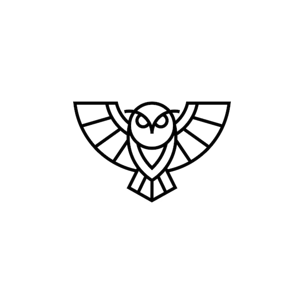 Arte de línea de logotipo de búho