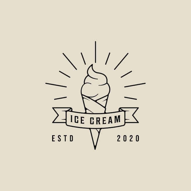 Vector arte de línea de logotipo de helado simple minimalista ilustración vectorial plantilla de icono diseño gráfico de alimentos