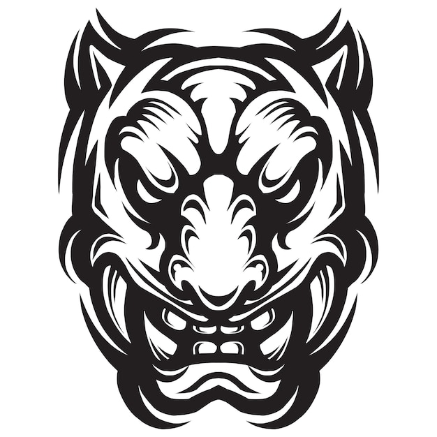 Vector arte de línea de logotipo de mascota de cabeza de tigre