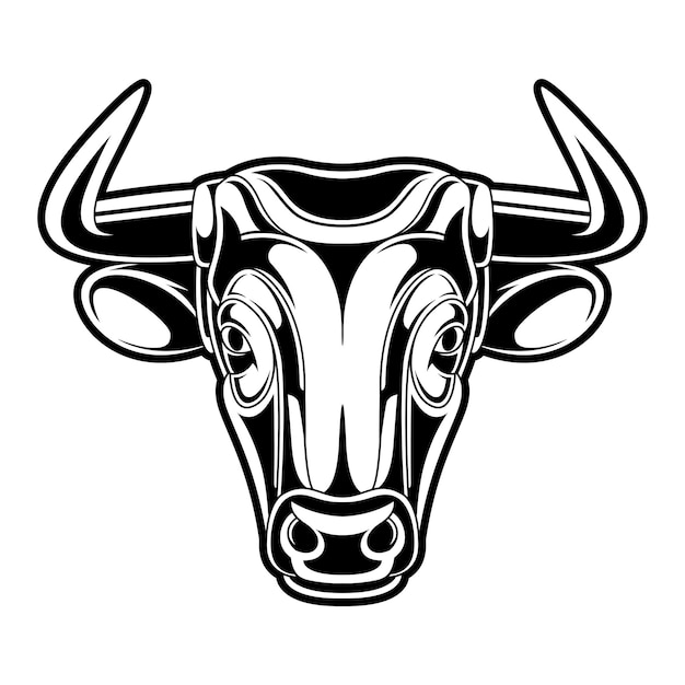 Arte de línea de logotipo de mascota de cabeza de toro