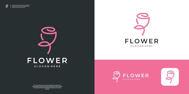 El arte de la línea de logotipo de la rosa abstracta la inspiración para el diseño del logotipo de la flor de belleza.