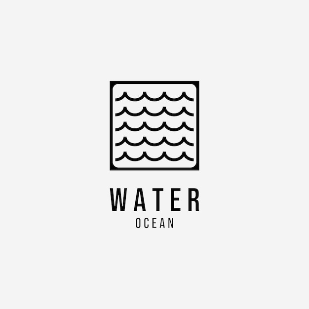 Arte de línea de logotipo vectorial de onda de agua, diseño de ilustración de Ocean Lake River Concepto minimalista creativo, icono de símbolo de agua mínima