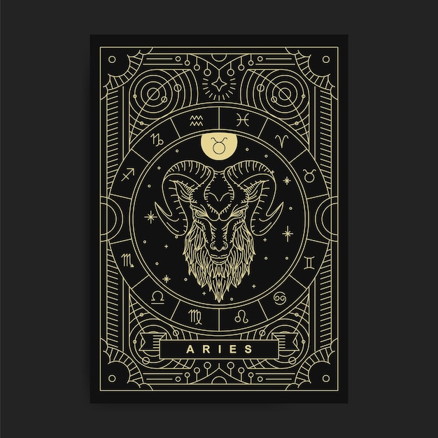 Arte de línea de lujo Arte del símbolo de Aries