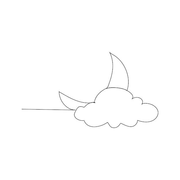 Arte de la línea de la luna y las nubes