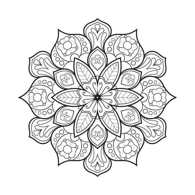 Arte de línea de mandala para la página del libro de colorear diseño de mandala islámico de estilo étnico indio